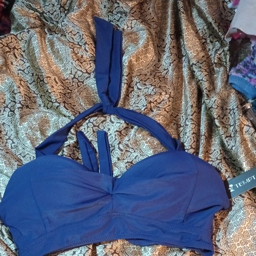 Blue Halter Bikini Top